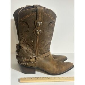 Durango Crush Heartbreaker HARNESS Boots 9.5 M Brown Leather Cowgirl Western
